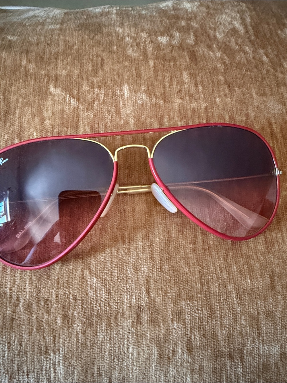 Ray-Ban Red and Gold Aviator Sunglasses with Brown Gradient Lenses - Picture 4 of 5